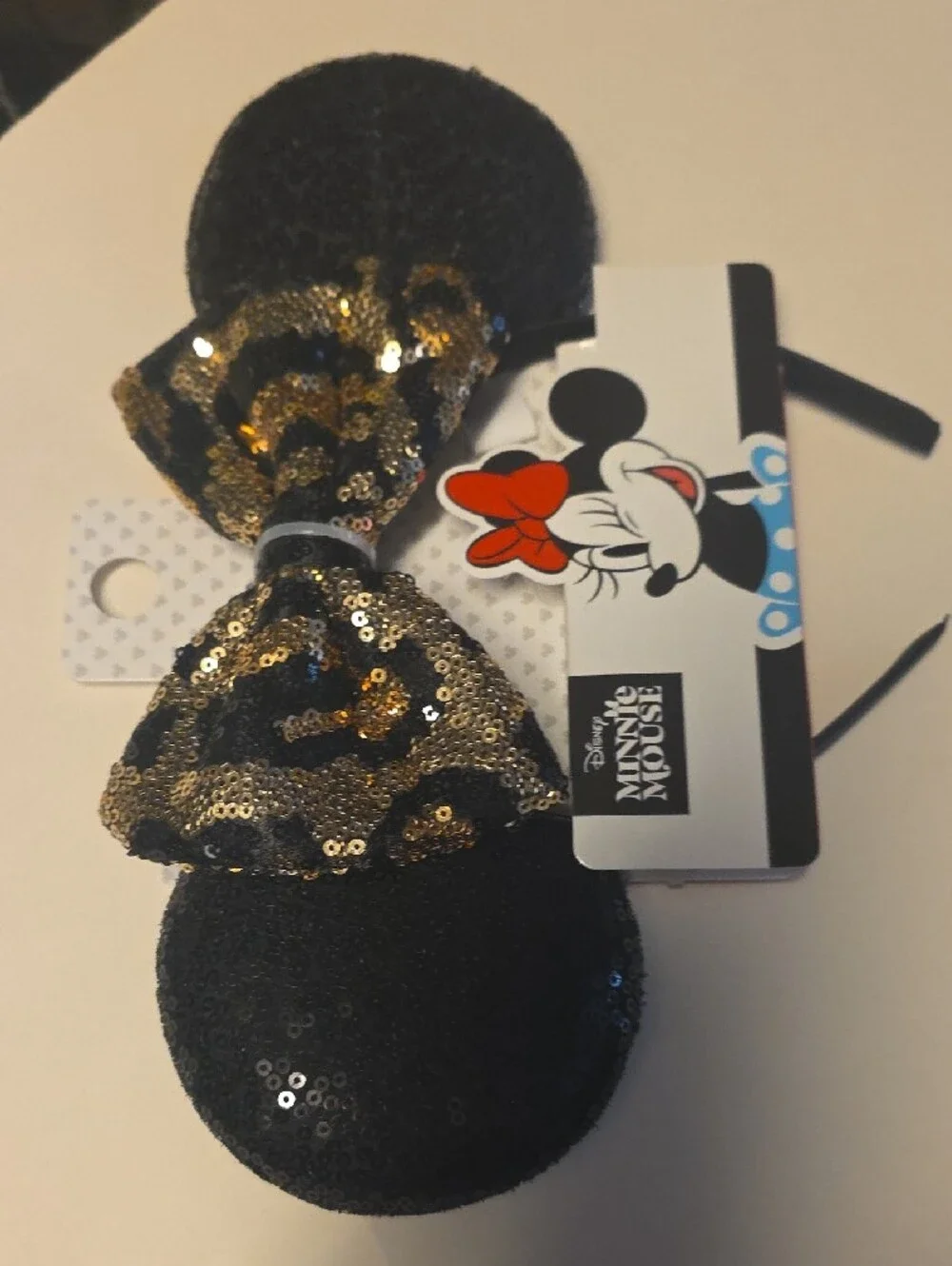 Disney Minnie Mouse Kids Sequin Ear Headband - Black & Gold